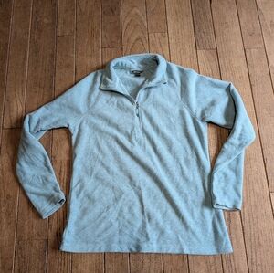 Women's Eddie Bauer Light Blue Quarter-Zip Long Sleeve Fleece Sweatersl Size M